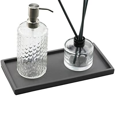 Dyiom Turntable Vanity Tray 10 inch for Perfume Candle, Bamboo Kitchen Sink Countertop Organizer for Keep Glass, White