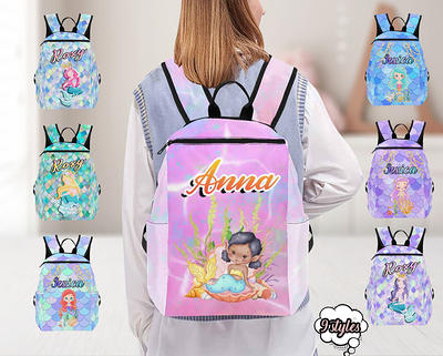 Mermaid Gifts for Girls, Personalized Backpack Name Tag with Strap