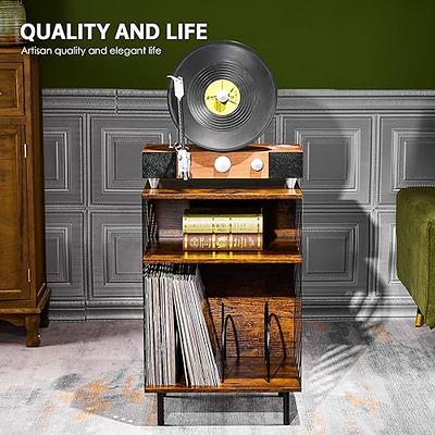 LiebeRen Record Player Stand, Turntable Stand with 3-Tier Vinyl Record  Storage, Record Stand Up to 200 Albums, Record Player Table for Record  Storage