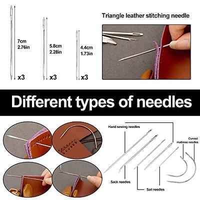 Leather Working Tools Leather Craft Kits Leather Sewing Tools with Storage Bag Cutting Mat Stamping Tool Prong Punch Waxed Thread Stitching Groover