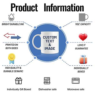 Generic Custom Photo Coffee Mug, 11 - 15 oz. Personalized Mug w/ Picture,  Text, Name - Personalized Gifts for Boyfriend, Girlfriend, Best Friend