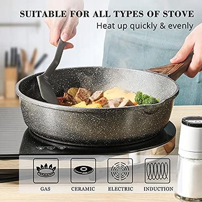 CAROTE Nonstick Deep Frying Pan with Lid 12 Inch Skillet Saute Pan  Induction