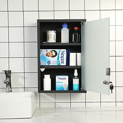 MyGift Black Bathroom Medicine Cabinet, Wall Mounted Metal Storage Cabinet  with 3 Shelves, Locking Glass Door Keys - Yahoo Shopping