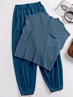 Caracilia Women's Fall Fashion 2023 Two 2 Piece Outfits Sweater Set Cozy  Knit Loungewear Pants Matching Lounge Sets Tracksuit Sweatsuit Spring  Summer Going Out Clothing 953huilan-L-A Sky Blue - Yahoo Shopping