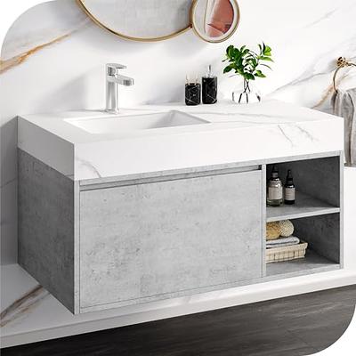 Marble Bathroom Cabinet Ceramic Basin Vanity Mirror Cabinet