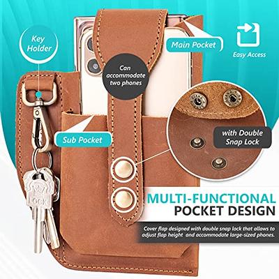 Leather Two phone case with belt loop, Leather Dual Phone Case