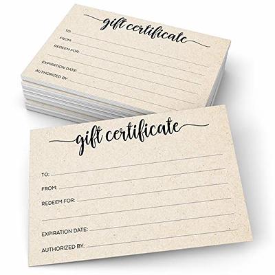  25 4x9 Christmas Gift Certificates For Business Gifts For  Clients - Gift Cards For Small Business Gift Certificates Christmas, Blank Gift  Certificates For Spa Salon Gift Certificates for Restaurants : Gift Cards
