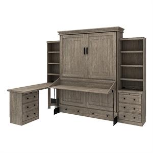 RoomAndLoft Brentwood Queen Contemporary Solid Wood Murphy Wall Bed in Gray  