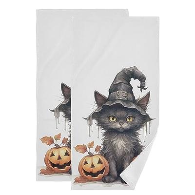 Whaline 4Pcs Halloween Swedish Dishcloths Pumpkin Happy Halloween