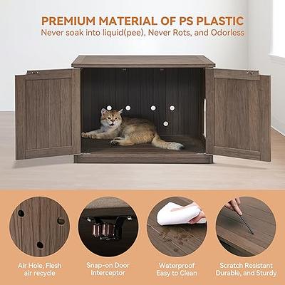 AACULPET Cat Litter Box Enclosure, PS Material Waterproof Hidden Cat Litter  Box Furniture, Left/Right Side Door, Double Cabinet Door for Living Room,  Bedroom, Coffee - Yahoo Shopping