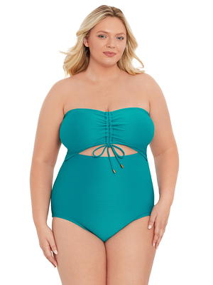 Lysa Women's Plus Size Twist Front One Piece Swimsuit - 0X to 3X