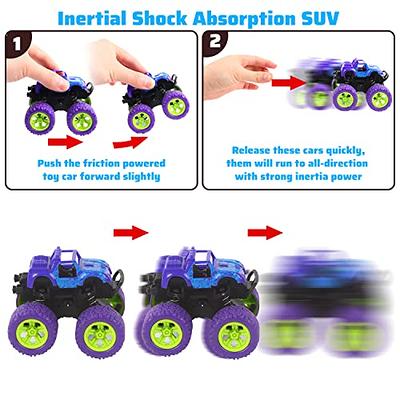 Monster Truck Friction Powered Toy Inertia Cars Push and Go Vehicles for  Kids 