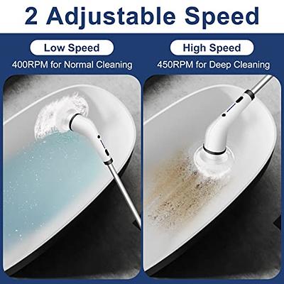 Eletalker Electric Spin Scrubber, Cordless Cleaning Brush with Adjustable  Extension Arm and 4 Replaceable Head, 2 Speeds, Fast Charging, Shower