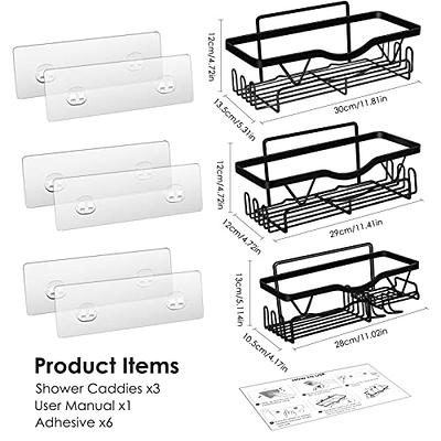 MAXIFFE Corner Shower Caddy, 3-Pack Adhesive Stainless Steel Shower  Organizer Shower Caddy, Corner Shower Shelf with 8 Hooks, Shower Shelves  Storage Shower Shelf for Inside Shower, Black - Yahoo Shopping