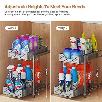 JOCHER 2-Pack Under Sink Organizers With Sliding Drawers and Hooks - Black  Storage for Kitchen and Bathroom Cabinets
