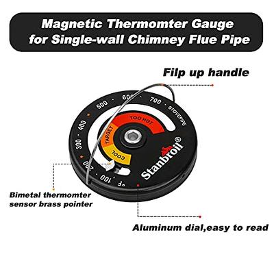 Stove Flue Pipe Thermometer Wood Burner Fuel Magnetic Temperature Gauge  Tester#