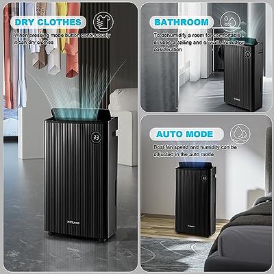 Waykar Dehumidifier for 1500 Sq ft Home Basement with Continuous Drain Hose Reusable Air Filter