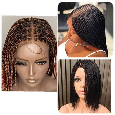  Humistwbiu Braided Wigs for African American Women Full Double  Lace Front Square Knotless Box Braid Wig with Baby Hair Japan-made  Lightweight Synthetic Black Hand Braided Wigs 36 Inch (1B) 