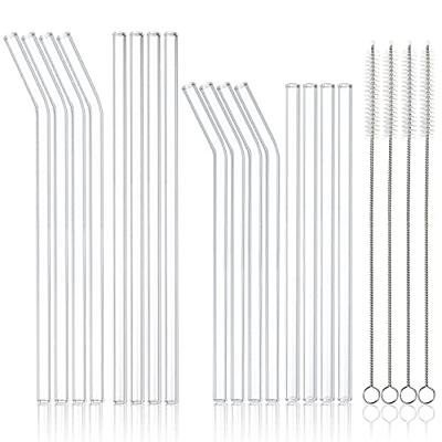 Reusable Glass Straw Party Pack 4 inch with plastic free brush - Set of 20