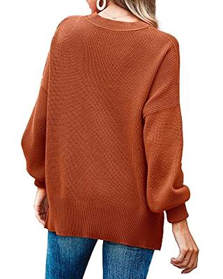 Imily Bela Women's Oversized Tunic Fall Slouchy Long Sleeve Ribbed Knit  Side Slit Pullover Jumper Sweater, Blue, Small at  Women's Clothing  store