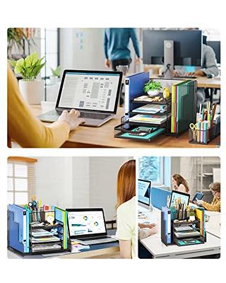 VIVSOL Grey Desk Organizer with Mesh File Holder, 4-Tier Office Supplies  Desk Organizers and Accessories with Sliding Drawers & Pen Holder, Desk  File Organizer and Storage for Office, School, Home - Yahoo