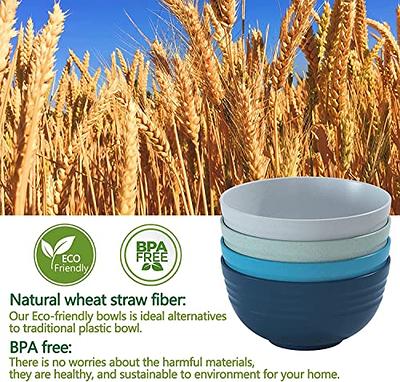 Unbreakable Cereal Bowls - 24 OZ Wheat Straw Fiber Lightweight Bowl Sets 8  - Dishwasher & Microwave Safe - for,Rice,Soup Bowls