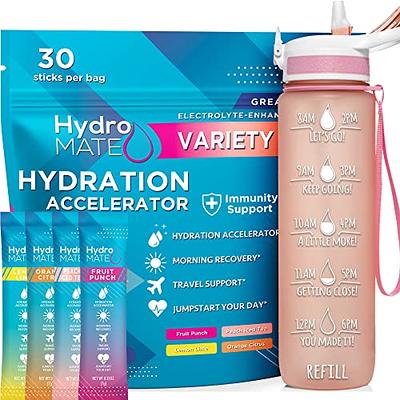 HydroMATE 32 oz Water Bottle with Time Markers Flip Top - HydroMate