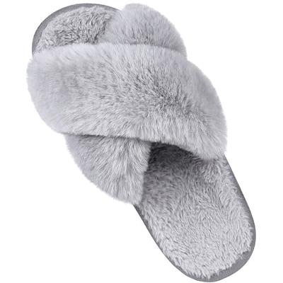 Plush Criss-Cross Slippers  Soft slippers, Faux fur slippers