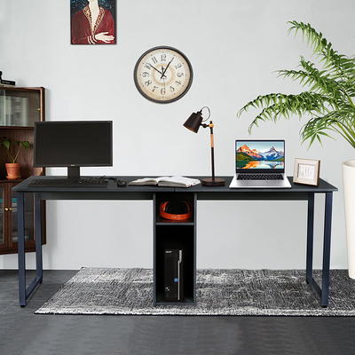 HOMCOM 88 Extra Long 2-Person Computer Desk with Storage Shelves