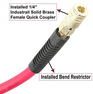 FYPower Air Compressor Hose 3/8 inch x 50 Feet Hybrid Hose with Fittings, Flexible and Kink Resistant, 1/4 Industrial Quick Coupler and Plug Kit