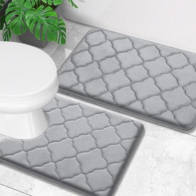 Kmson 2 Piece Ombre Bath Mat Set Bathroom Rugs with U-Shaped Contour Toilet  Mat, Non