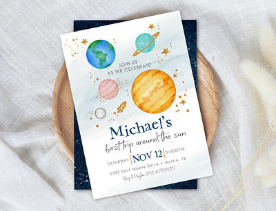 solar system birthday invite