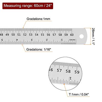 HARFINGTON Stainless Steel Ruler 24 Inch 60cm Metric English Ruler with  Conversion Table Small Metal Ruler Set Straight Edge Millimeter Ruler  Measurements Tools for Measuring Drawing - Yahoo Shopping