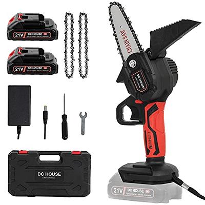 DC HOUSE Mini Chainsaw Cordless 4 Inch Battery Powered Electric