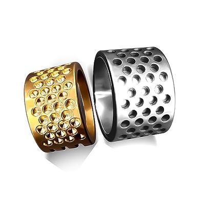 Hisew Stainless Steel and Brass Thimbles Set - Durable Needlework Finger  Protectors for Hand Sewing,Stitching, Quilting and Knitting (2 Pcs Set) -  Yahoo Shopping