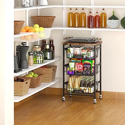 Fruit Basket Kitchen Pantry Organizers and Storage - Wooden Top