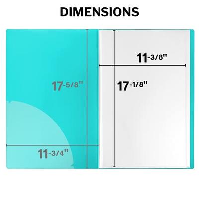 Dunwell 11x17 Portfolio Binder Folder (Aqua, Vertical) - Binder with  Plastic Sleeves and Poly Cover, Portfolio Presentation Book with 24 Binder