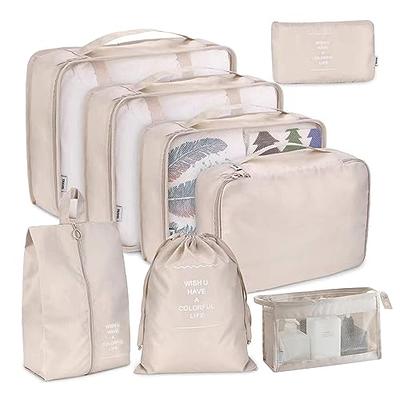 NuAngela Packing Cubes for Suitcases, 8 Set Luggage Organizers Bags for Travel  Accessories with Laundry Bags, Compression Storage Shoe Bag, Clothing  Underwear Bag (8 Set, Beige) - Yahoo Shopping