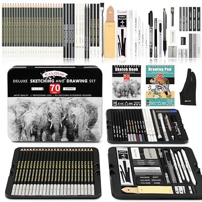 52 Piece Professional Drawing Set with 2 x 50 Page Drawing Pad, Art  Supplies, Graphite Drawing Pencils and Sketch Set, Artist Sketching Tools  in Tin Box Includes Charcoals,Pastels and Sharpener