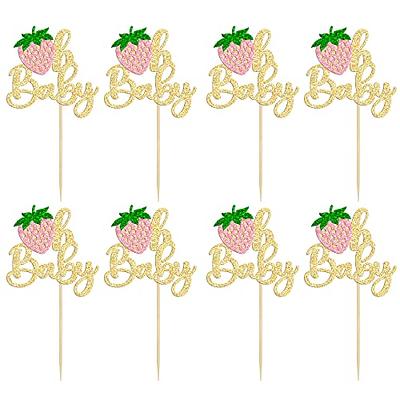 Gyufise 24Pcs Strawberry Oh Baby Cupcake Toppers Glitter Baby