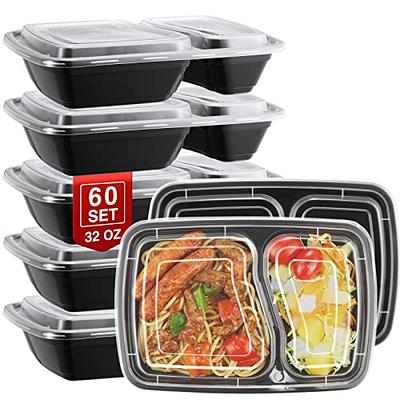 Freshware 32oz PP Plastic Rectangular Food Containers with Lids, 2-Com