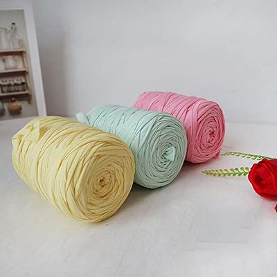  Metallic T-Shirt Yarn 140 Yards Knitting Yarn Fabric Crochet  Cloth Shiny Tshirt Yarn for Crocheting Beginners DIY Hand Craft Bag Blanket  Cushion Projects (Rose)