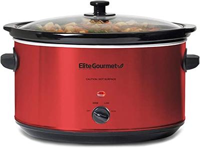 Elite Gourmet Glas Slow Cooker with Adjustable Temp, Entrees, Sauces, Stews  & Dips, Dishwasher Safe Glass Lid & Crock, 1.5 Quart, Stainless Steel