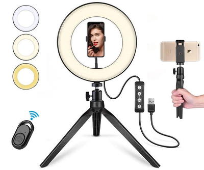 SKONYON LED Ring Light 10 with Tripod Stand & Phone Holder - Yahoo Shopping