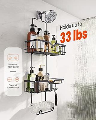 Shower Caddy Hanging Shelf with Hooks Suction Cups Stainless Steel Hanging  Door Shower Rack Rustproof Hanging