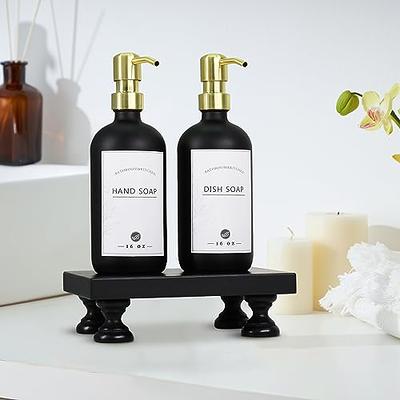 2Pcs Kitchen Sink Dish Soap Dispenser Set Black Refillable Hands Soap  Bottle Farmhouse Kitchen Soap Bottle with Waterproof Label