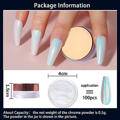 1 Box Pearl Nail Powder, Pearlescent White Nail Powder Pigment, High Gloss  Glitter Nail Art, Holographic Ice Aurora Dust Nail Powder, White Chrome