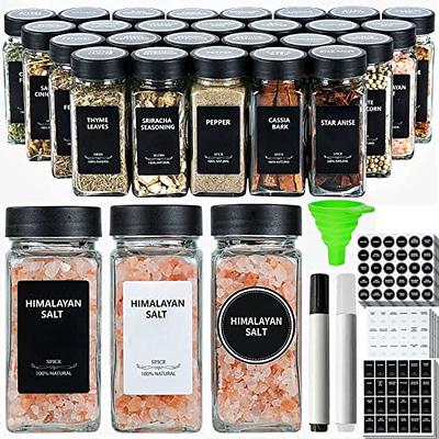 SpaceAid 24 Pcs Spice Jars with Bamboo Lids and Labels, Empty 4oz Glass  Bottles, Minimalist Farmhouse Stickers with Funnel, Seasoning Containers  for
