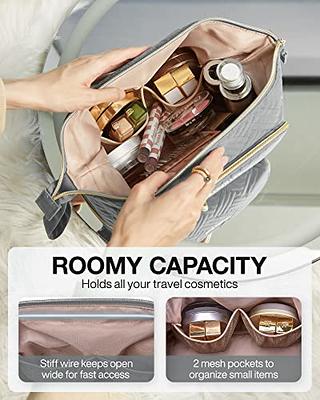 Makeup Bag,Leather Double Layer Large Makeup Organizer Bag,Travel