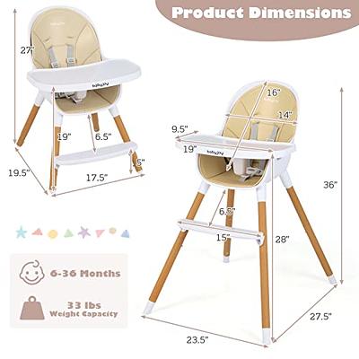 ADJUSTABLE 3IN1 BABY HIGH CHAIR WHITE HIGHCHAIR WITH SAFETY BELTS